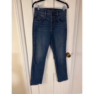 Veronica Beard Ryleigh Slim Straight High Rise Button Up Jeans Sz 27